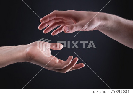 Two hands do not touch each other close up. The concept of neatness and care and respect. Personal space Two hands do not touch each other close up. The concept of neatness and care and respect. Personal space 75899081