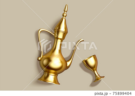 3d gold Arabian coffee pot 75899404