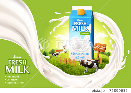 3d fresh milk ad template 75899655