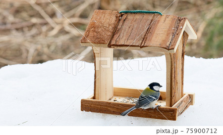 バードフィーダーとシジュウカラのオス 75900712