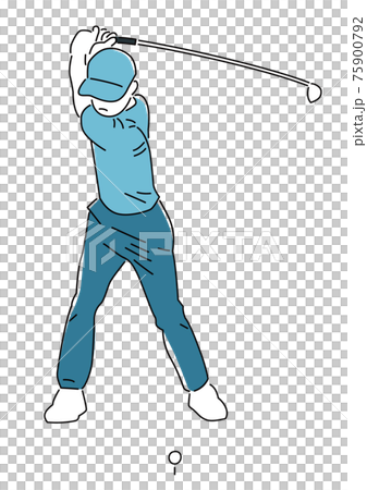 ティーショットでフルスイングするゴルファー ティーショットでフルスイングするゴルファー 75900792