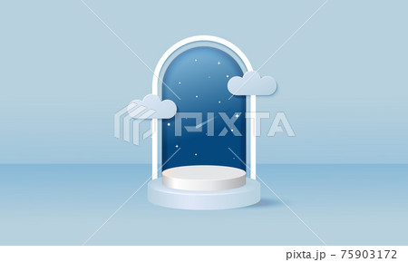 Modern soft blue podium stage template for product display decorated with cloud. Minimalist background vector. Modern soft blue podium stage template for product display decorated with cloud. Minimalist background vector. 75903172