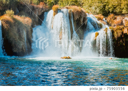 Krka National Park, waterfall Skradinski buk, Croatia. Krka National Park, waterfall Skradinski buk, Croatia. 75903556