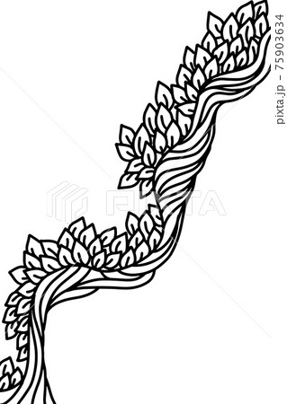 Eco style border. Leaves and branches black outline ornament. Natural sketch print. Vector illustration. 75903634