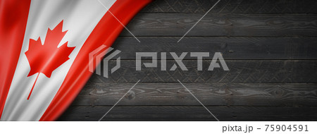 Canadian flag on black wood wall banner 75904591