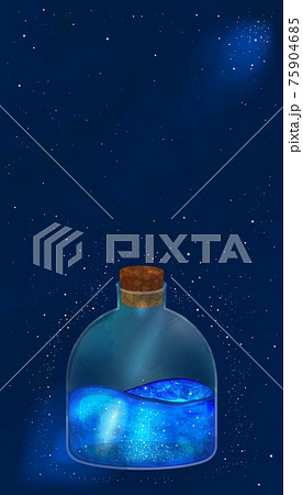 瓶詰めの星の海と星空の美しいグラフィック素材のイラスト素材