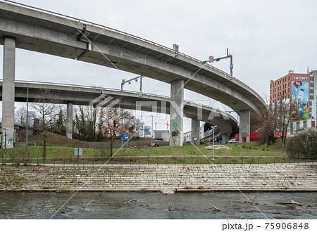 Motorway landscape of at the outskirts of Basel, Switzerland 75906848