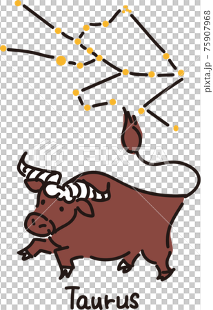 星座 牡牛座の星と牛のイラスト 星座 牡牛座の星と牛のイラスト 75907968