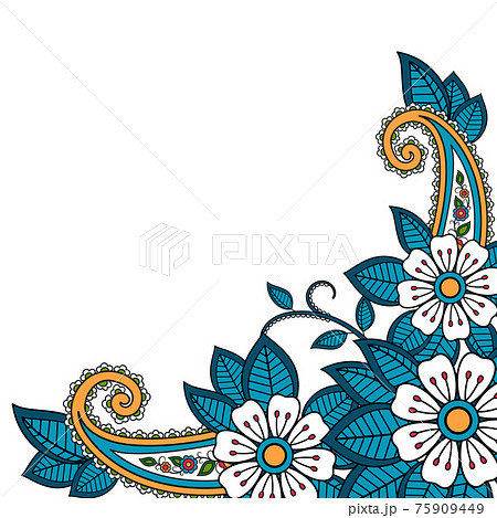 Henna flower and paisley background 75909449