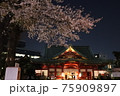 夜桜と神社 75909897
