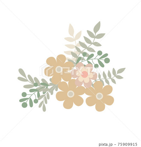 Simple flowers pastel-colored floral arrangement of in flat style vector illustration, symbol of spring, cozy home, Easter holidays celebration decor, clipart for cards, bohemian springtime decoration 75909915