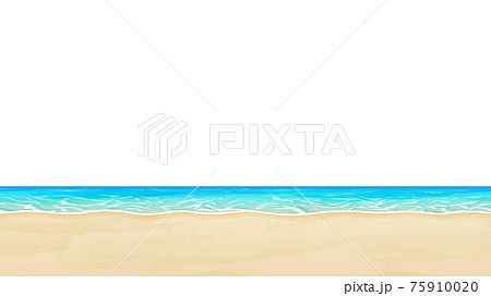 砂浜と海の風景イラスト 横スクロールゲームの地面 シームレス 16 9のイラスト素材