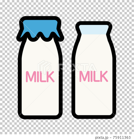 シンプルでかわいい牛乳ビンのイラストのイラスト素材