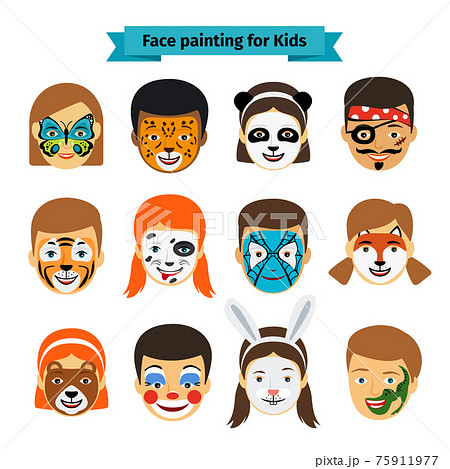 Kids faces with painting Kids faces with painting 75911977