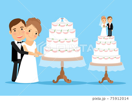 Wedding cake with bride and groom 75912014