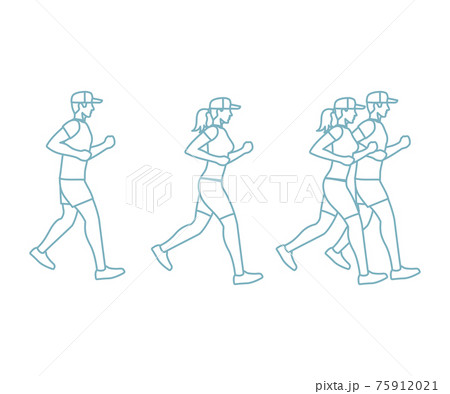 Run man and woman line icons Run man and woman line icons 75912021