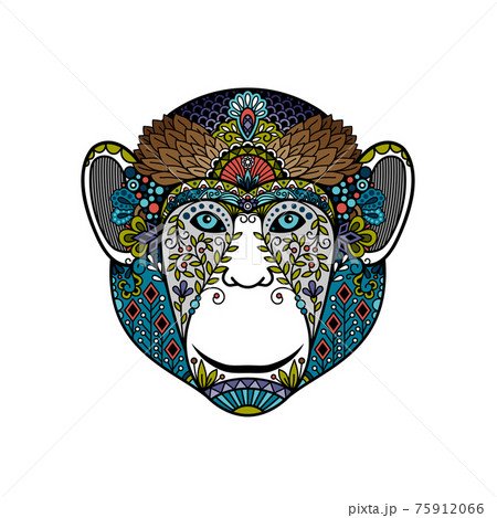 Colorful hipster monkey head 75912066