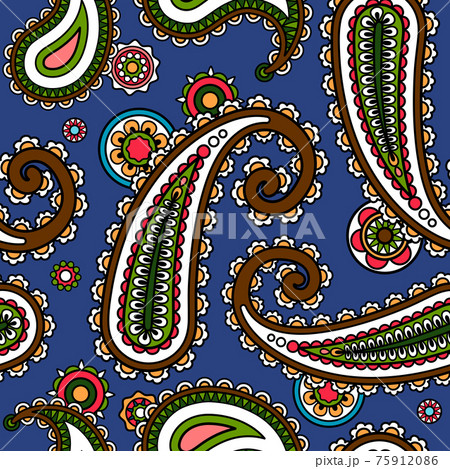 Traditional asian paisle seamless pattern 75912086