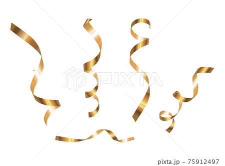 Golden Ribbon Collection Set Isolated on White Background. Vector Illustration 75912497