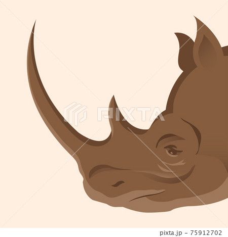 Illustration of a rhino head side view on a white background 75912702