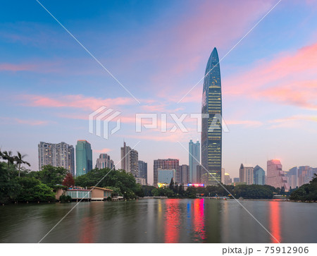 Shenzhen, China City Skyline at Twilight 75912906