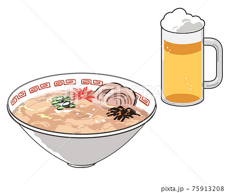 とんこつラーメンとビール 75913208