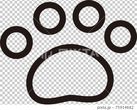 足跡 犬 黒縁 透かし 白黒ぬり絵 足跡 犬 黒縁 透かし 白黒ぬり絵 75914682