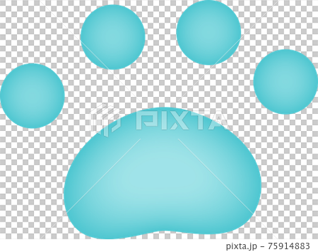 藍色動物腳印水彩風格 藍色動物腳印水彩風格 75914883