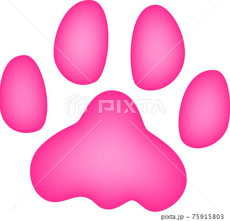 濃いピンクの動物の足跡 水彩画風のイラスト素材