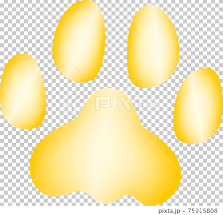 金色の動物の足跡　水彩画風 75915808