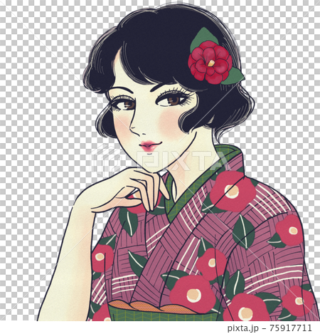 大正浪漫風美人画・モガの女性 75917711