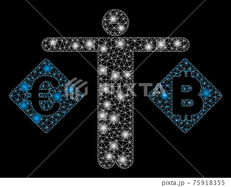 Flare Mesh Wire Frame Person Compare Euro and Bitcoin with Flare Spots 75918355