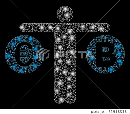 Flare Mesh Wire Frame Person Compare Bitcoin and Euro with Flare Spots 75918358