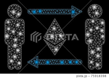 Glossy Mesh Wire Frame People Exchange Ethereum Crystal with Flare Spots 75918398