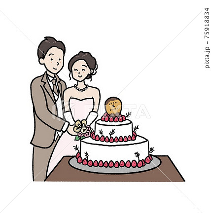 ケーキ入刀のイラスト 結婚式のイラスト素材