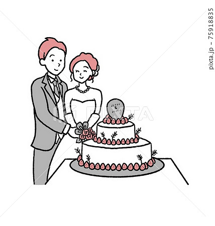 ケーキ入刀のイラスト 結婚式のイラスト素材
