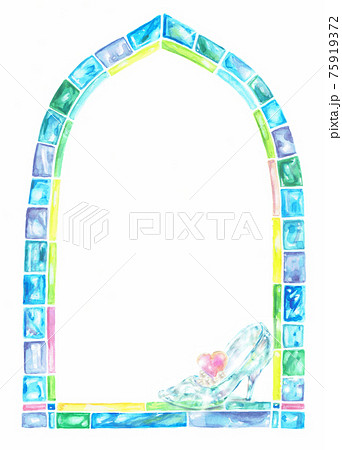 ガラスのフレーム ガラスの靴 宝石のイラスト素材