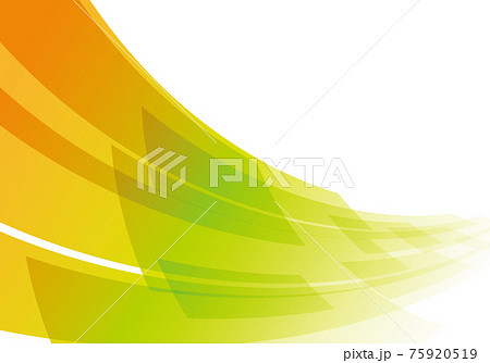 曲線の重なる黄緑とオレンジのグラデーションのイラストのイメージ背景素材のイラスト素材