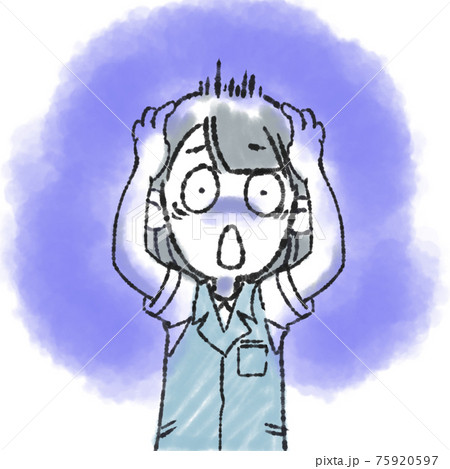 ショックを受ける事務の女性 ショックを受ける事務の女性 75920597