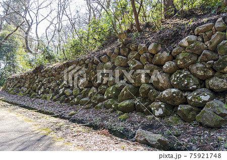 青葉山公園の風景 地震で崩れた古い石垣 宮城県仙台市 青葉山公園の風景 地震で崩れた古い石垣 宮城県仙台市 75921748