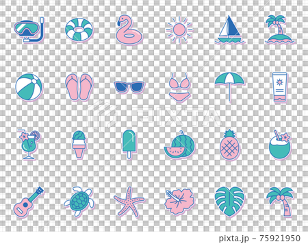 Summer beach icon set 75921950