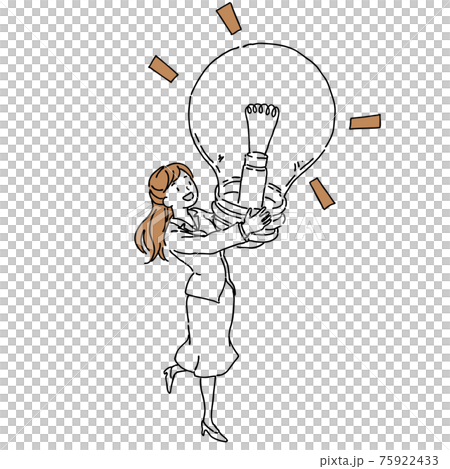 電球　光　アイディア　女性　イラスト 75922433