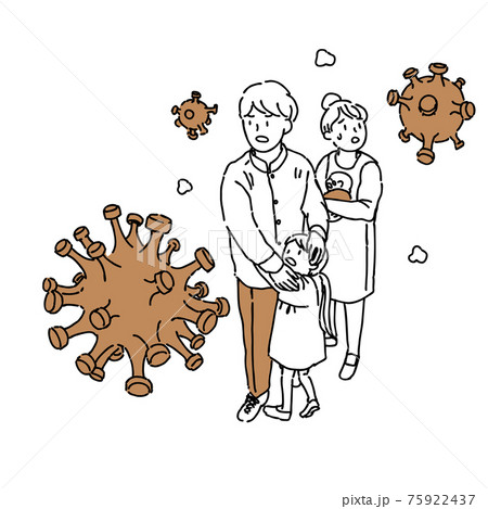 コロナウイルス 家族 医療 人物 病原体 イラストのイラスト素材