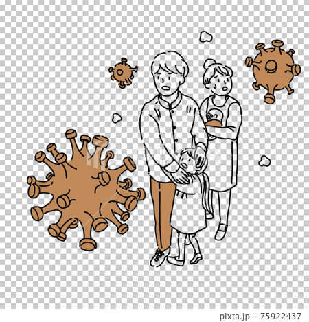 コロナウイルス 家族 医療 人物 病原体 イラストのイラスト素材