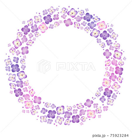 紫陽花のリース 手描き色鉛筆のイラスト素材 紫陽花のリース 手描き色鉛筆のイラスト素材