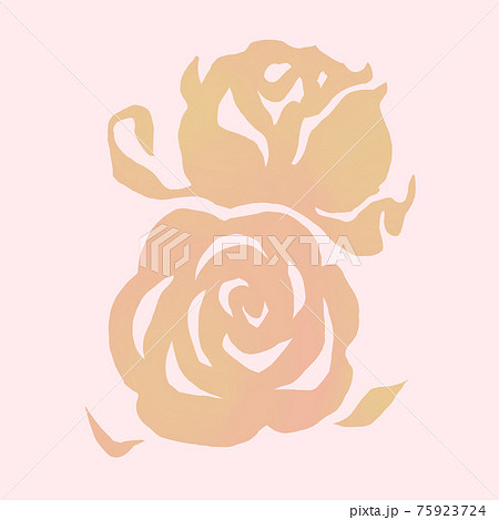ピンクの切り絵風の薔薇のシルエットのイラストのイラスト素材
