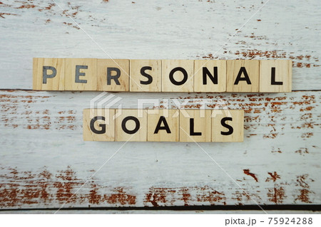 Personal Goals Word alphabet letters on wooden background 75924288