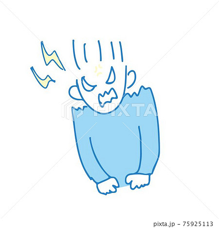 激怒して髪が逆立つ男性 75925113