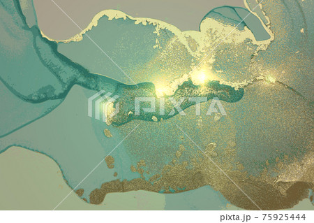 Turquoise, mint and gold marble texture with sparkles 75925444