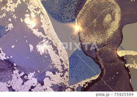 Violet, blue and gold marble texture with sparkles. Abstract vector background 75925504